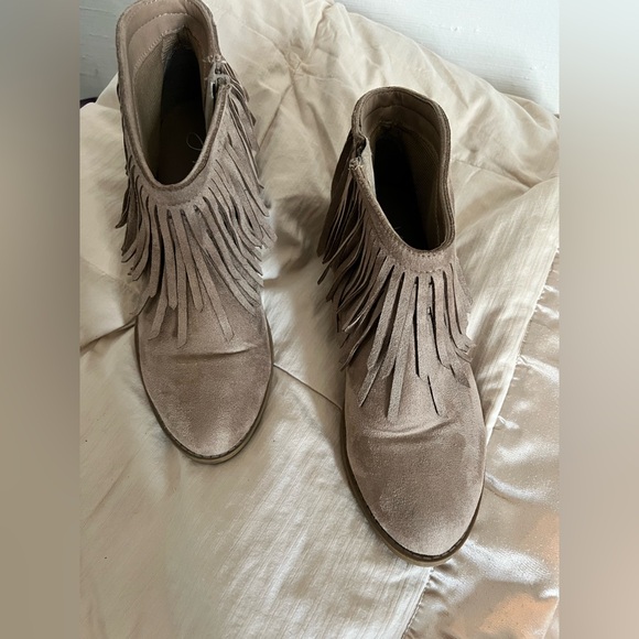 J. Adams Shoes - J. Adams Fringe Ankle Booties - Taupe
